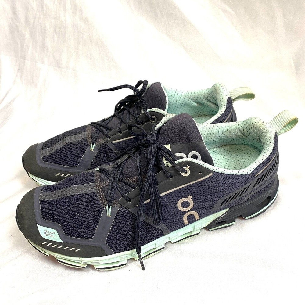 On CloudFlyer Womens Shoes Athletic Running Trail Sneakers black/Gray/Jade